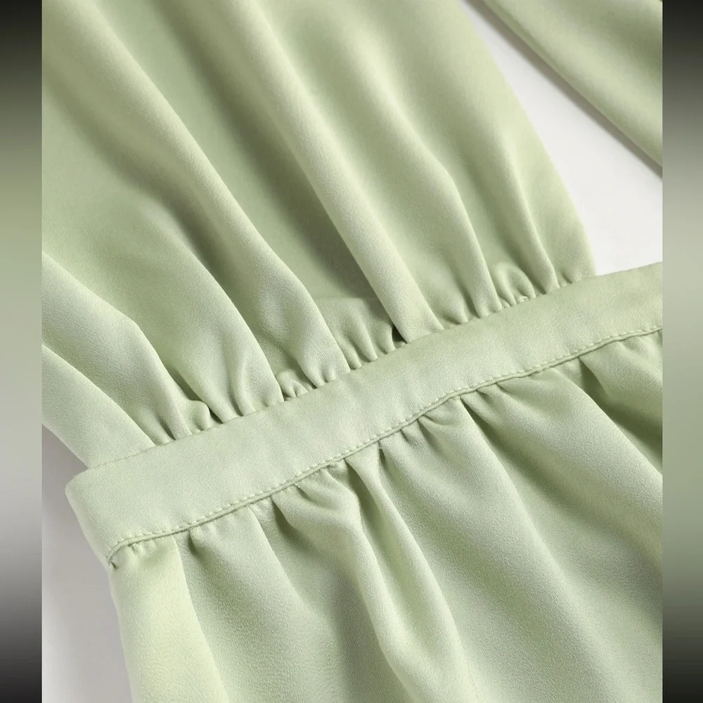 NWT Mint Satin Halter Jumpsuit - Picture 2 of 5